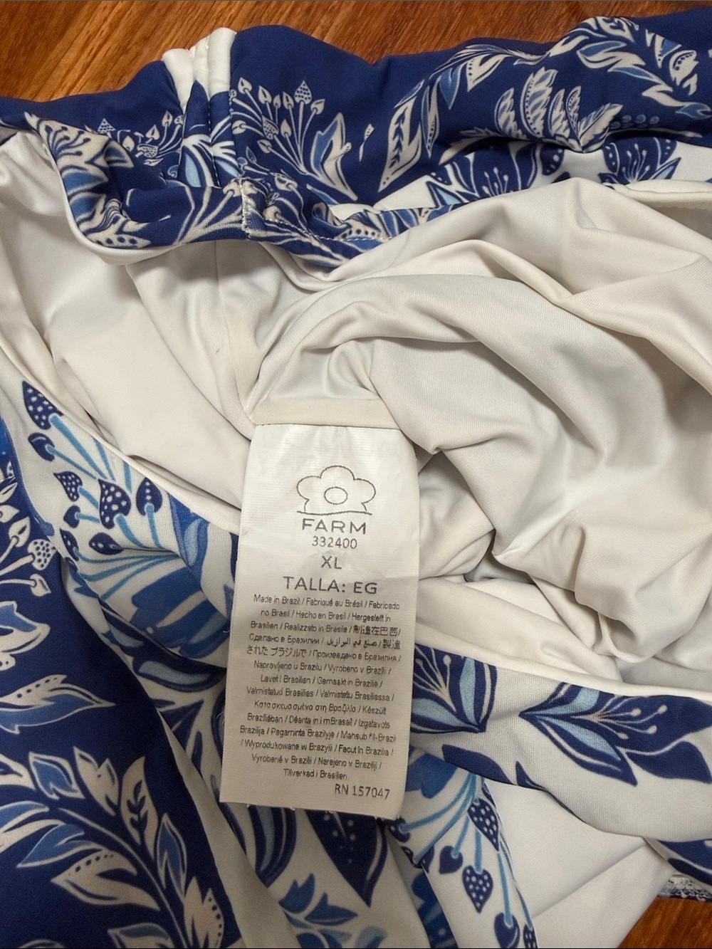 FARM Rio Blue and White Floral One-Piece Swimsuit - Picture 4 of 5